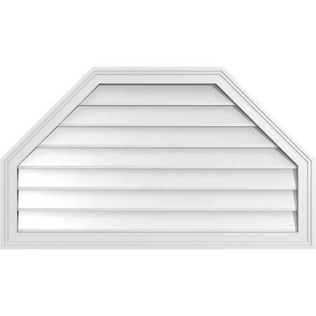 Ekena Millwork Octagonal Top Surface Mount PVC Gable Vent w/ 2"W x 1-1/2"P Brickmould Frame, 38"W x 22"H GVPOT38X2202SN